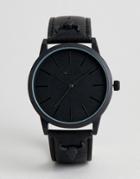 Asos Design Watch In Black With Rams Head Stud Detail - Black