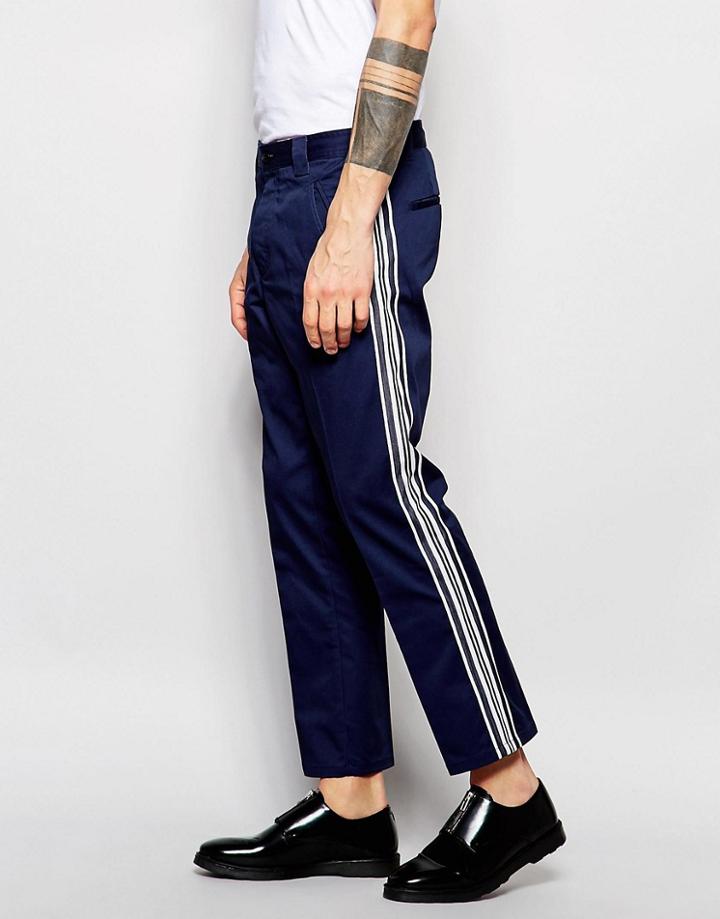 Adpt Cotton Twill Coach Pants In Slim Fit Co-ord - Navy