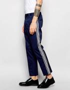 Adpt Cotton Twill Coach Pants In Slim Fit Co-ord - Navy