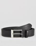 Asos Smart Leather Belt With Crocodile Emboss - Black