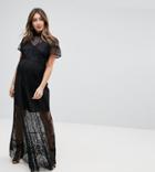Asos Maternity Delicate Patchwork Maxi Dress-black