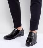 Asos Wide Fit Lace Up Oxford Shoes In Black Leather - Black