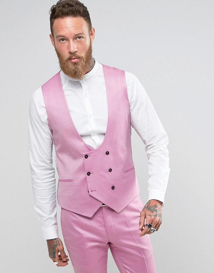 Noose & Monkey Super Skinny Tux Vest - Pink