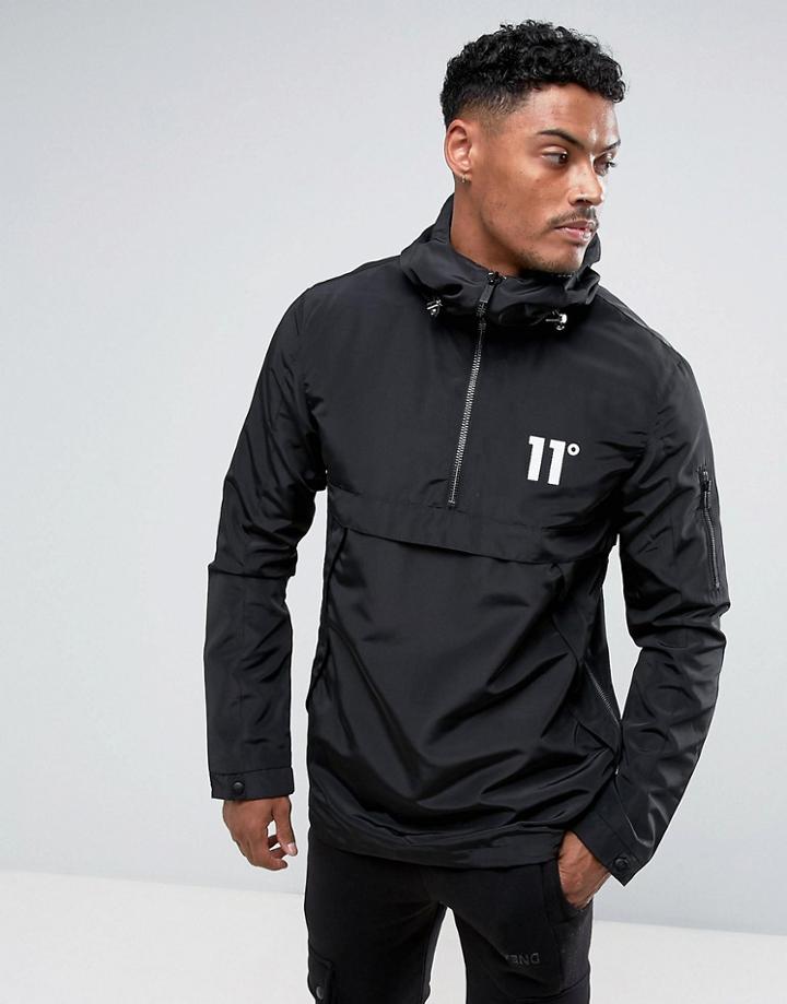 11 Degrees Lightweight Overhead Jacket In Black - Black