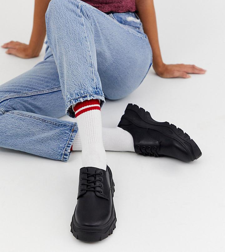 Monki Lace Up Shoes In Black