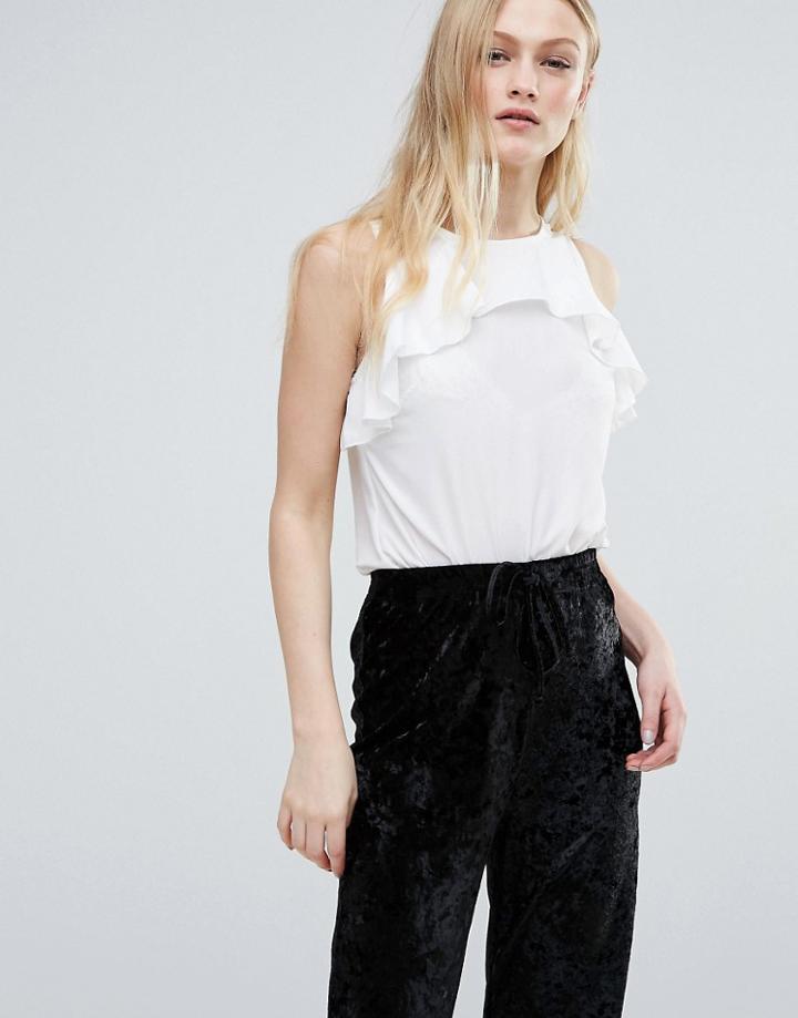 Vesper Cold Shoulder Top With Ruffle Detail - Cream