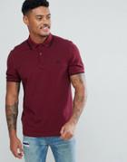 Fred Perry Slim Fit Twin Tipped Polo Shirt In Burgundy - Red