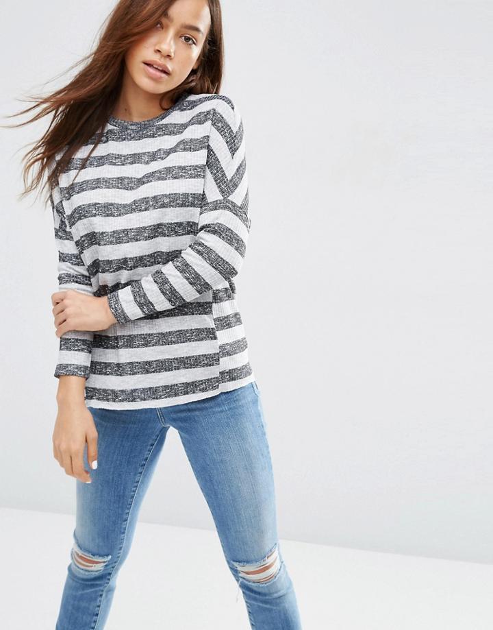 Asos Top In Textured Stripe Rib - Multi