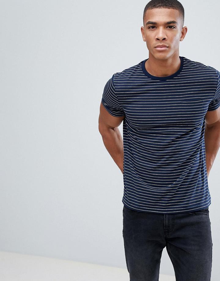 Brave Soul Striped T-shirt - Navy