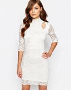 Tfnc High Neck Lace Dress With Cold Shoulder Detail - White