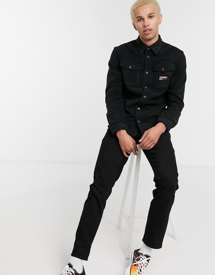 Tommy Jeans Polar Fleece Shirt In Black