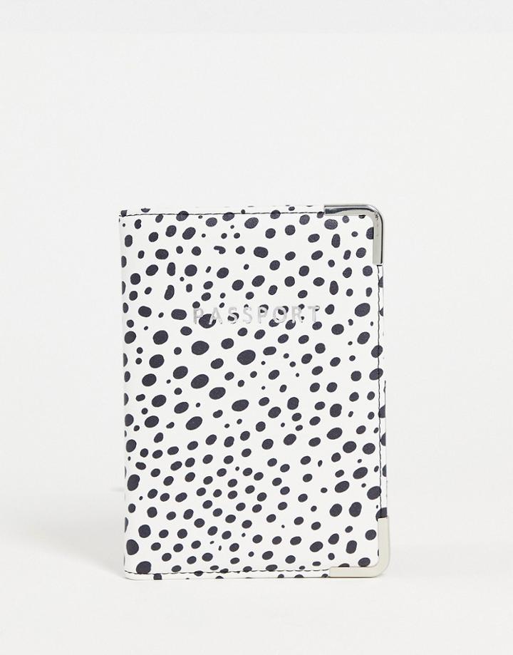 Asos Design Passport Holder In Mono Spot Print-multi