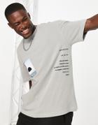 Topman Retrospective Print T-shirt In Washed Stone-neutral