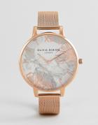 Olivia Burton Ob16vm15 Abstract Florals Mesh Watch In Rose Gold - Pink