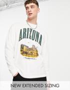 Asos Design Oversized Long Sleeve T-shirt With Arizona City Print-white