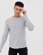 Allsaints Tonic Long Sleeve Ramskull Logo T-shirt In Gray Marl