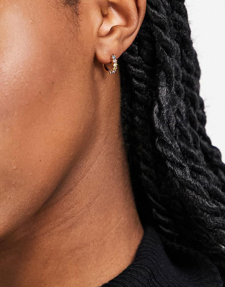 Whistles Gem Huggie Hoop Earring In Gold