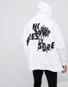 Asos Design Extreme Oversized Hoodie With Text And Floral Print In White - White
