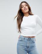 Asos Crop Top With Turtleneck - White