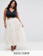 Asos Curve Tiered Tulle Prom Skirt With High Waisted Detail - Pink