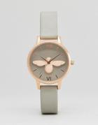 Olivia Burton Ob15am Molded Bee Watch In Gray Leather - Gray