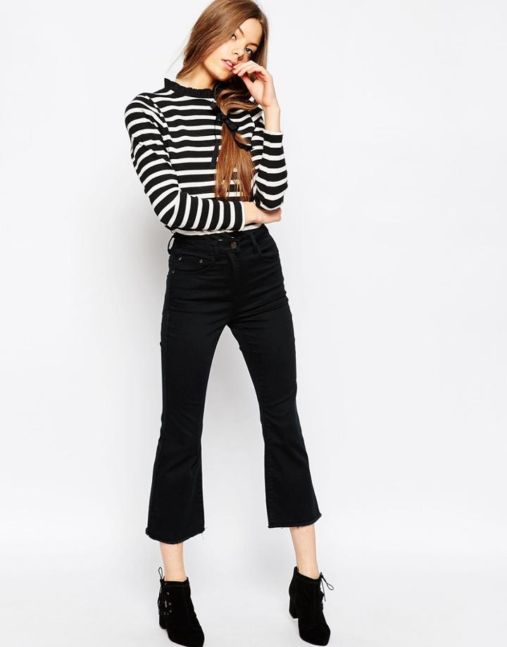 Asos Kick Flare Pants In Twill - Black