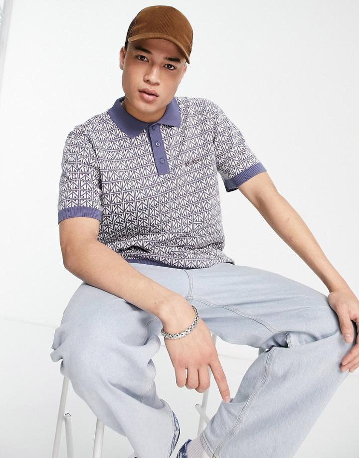 Kickers Geometric Jacquard Knit Polo Sweater In Multi