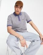 Kickers Geometric Jacquard Knit Polo Sweater In Multi