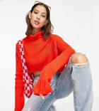 Collusion Knitted Roll Neck Sweater In Red