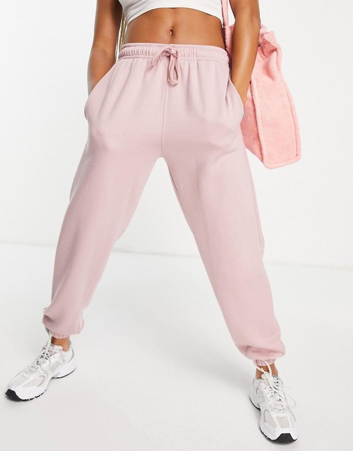 Topshop Oversized Sweatpants In Mauve-purple
