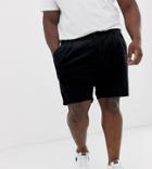 Asos Design Plus Slim Shorts With Pleats In Black Cord - Black