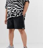 Collusion Plus Nylon Shorts With Piping - Black