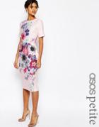 Asos Petite Textured Wiggle Dress In Placement Floral Print - Multi
