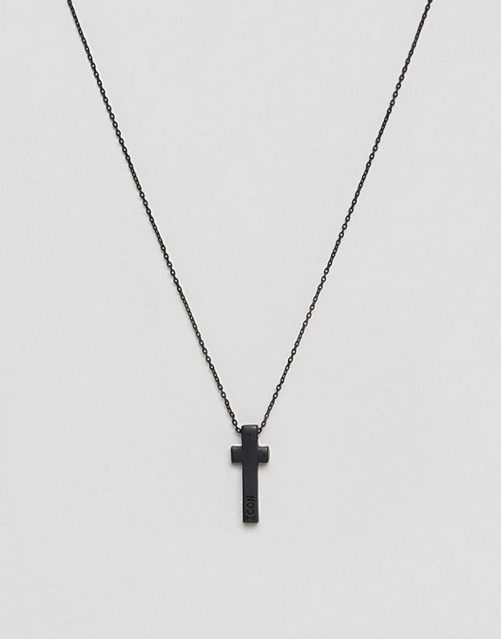 Icon Brand Cross Pendant Necklace In Black - Black