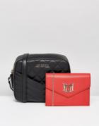 Love Moschino Quilted Crossbody Bag With Pocket Detail - Black