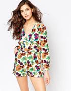 Madam Rage Floral Print Romper - Neon Multi