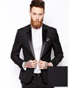 Asos Slim Fit Tuxedo Suit Jacket - Black