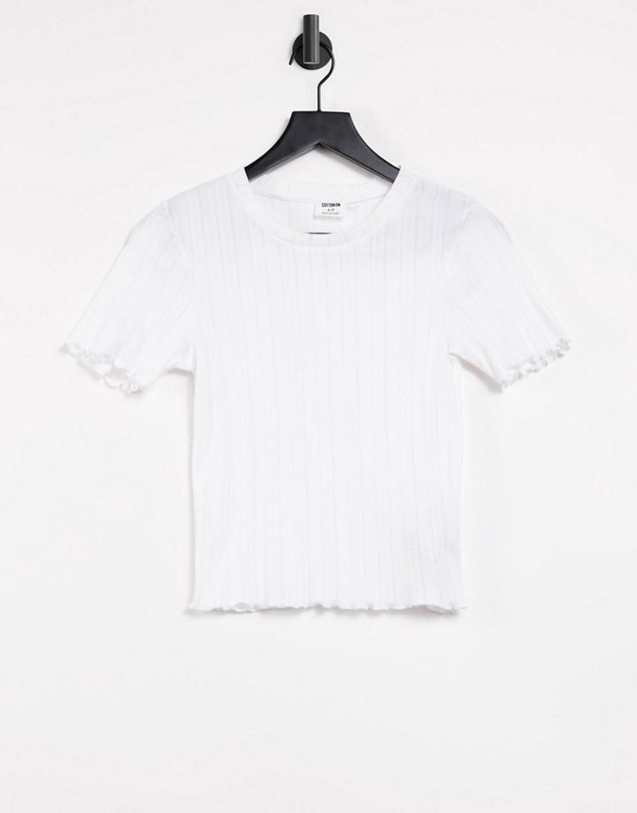 Cotton: On Pointelle Tee In White