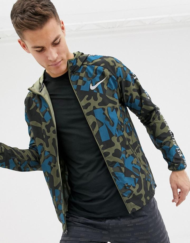 Nike Running Camo Jacket In Khaki 929423-395