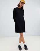 Weekday Velvet Pleated Mini Dress In Black - Black