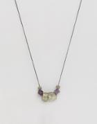 Asos Square Semi Precious Look Pendant Necklace - Gray