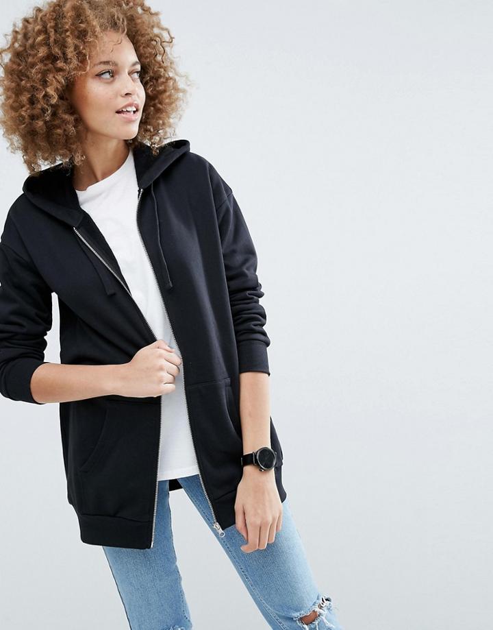 Asos Ultimate Oversized Zip Through Hoodie - Black