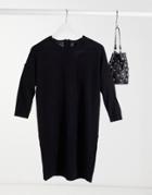 Vero Moda Round Neck Sweater Dress In Black