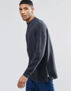 Asos Ribbed Sweatshirt With Side Zips - Navy