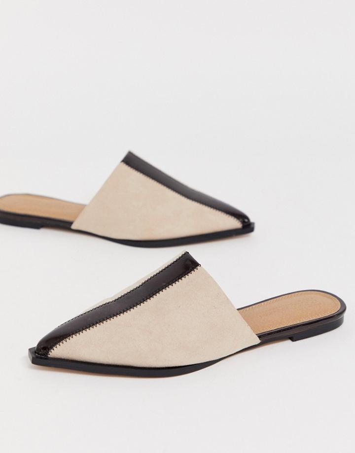 Asos Design Look Up Pointed Mules In Beige-multi