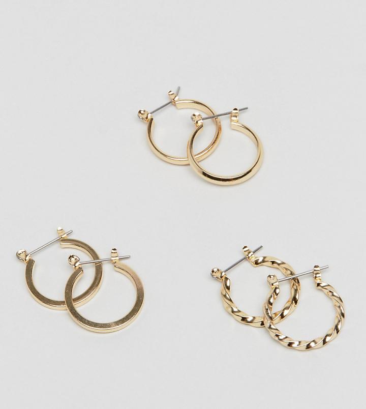 Asos Pack Of 3 20mm Hoop Earrings - Gold