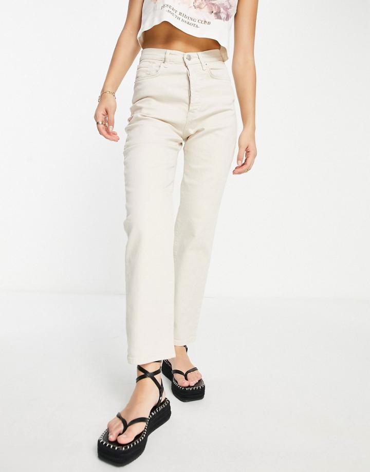 Na-kd Cotton Straight Leg Jean In Light Ecru - Ivory-white