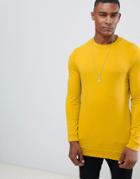 Asos Design Muscle Longline Sweatshirt In Yellow - Yellow