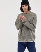 Asos Design Knitted Oversized Rib Sweater In Ecru Twist - Cream
