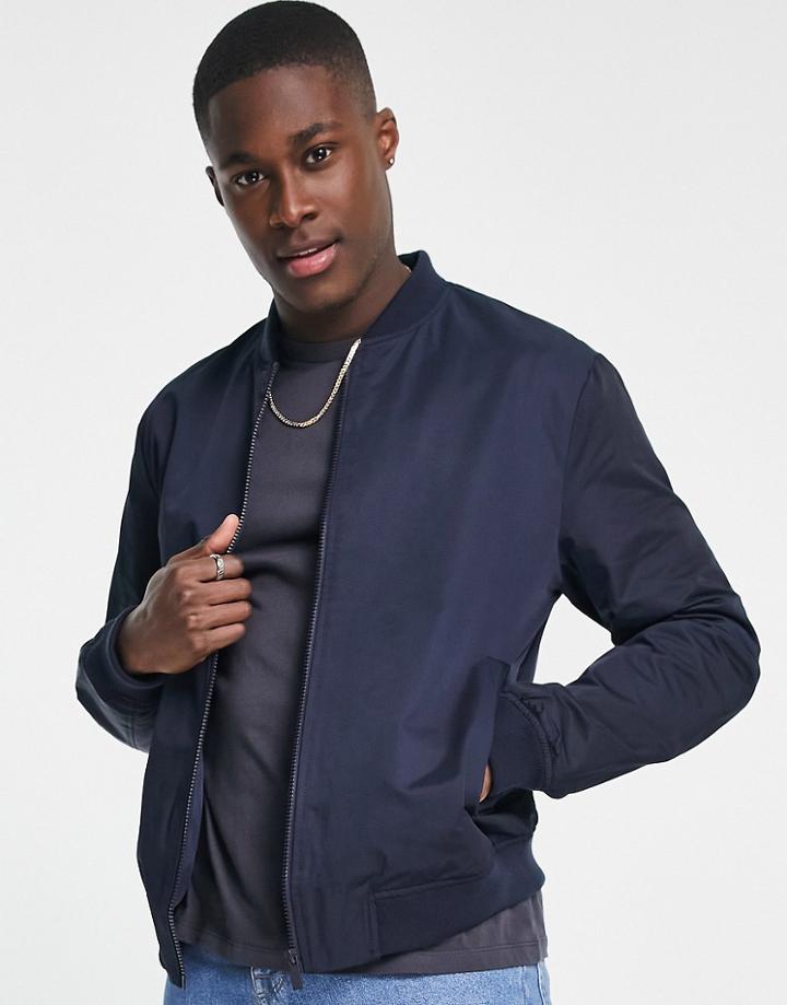 New Look Lightweight Bomber Jacket In Navy